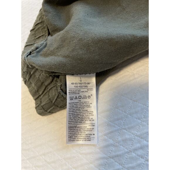 GAP Army Olive Green Linen Blend Pull On Shorts Elastic Waist Drawstring Size L - Picture 8 of 8